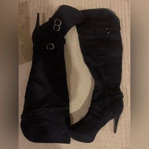 Xoxo Black knee high suede boots